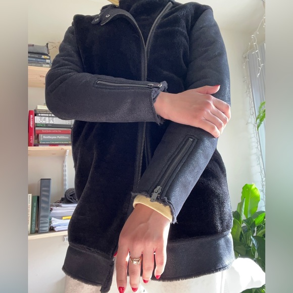 ZARA Faux leather & velour Coat - Picture 1 of 4